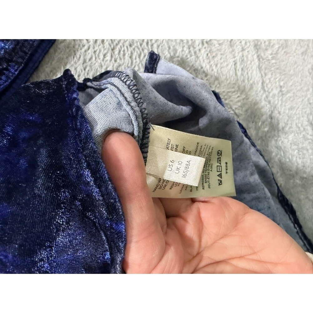 Pilcro Anthropologie Button Up Shirt Women US 6 Blue Velvet Abstract Top - Picture 8 of 12